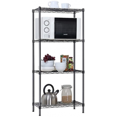 SINGAYE  4 Shelf Storage Unit Shelf Manager, Heavy Storage Shelf, metal Manager Metal Shelf garage Shelf, Black (21.6 L x 14 W X 43.3 in.)