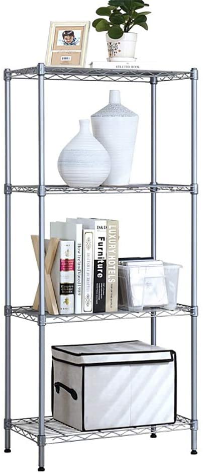 Sharehouse 4-Shelf Shelving Units and Storage,Pantry Organization and Storage,Steel Organizer Wire Rack, Shelf,Chrome,(21.6L x 11.8W x 43.3H)