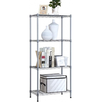 Sharehouse 4-Shelf Shelving Units and Storage,Pantry Organization and Storage,Steel Organizer Wire Rack, Shelf,Chrome,(21.6L x 11.8W x 43.3H)